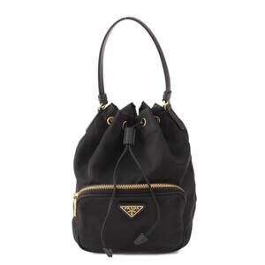 Prada Vela Nylon Drawstring Handbag Black
